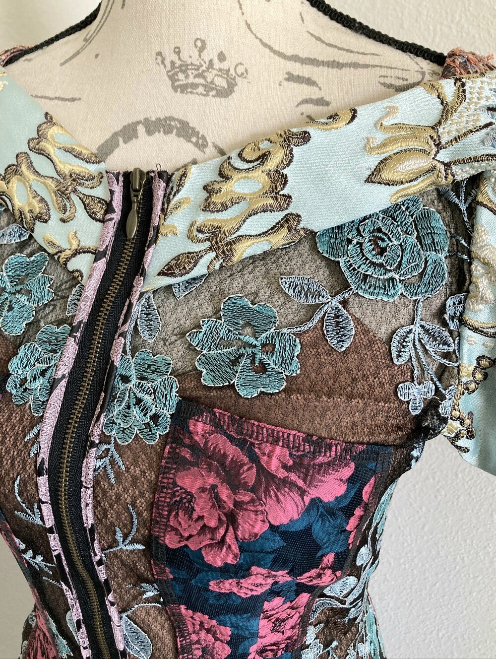 Anthropologie Beguile by Byron Lars Pieced Brocade Sheath Dress 2 Lace Floral - Picture 10 of 17